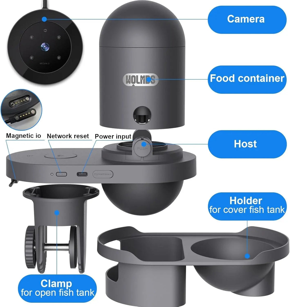 Automatic Fish Feeder with WiFi & 2.5K HD Camera
