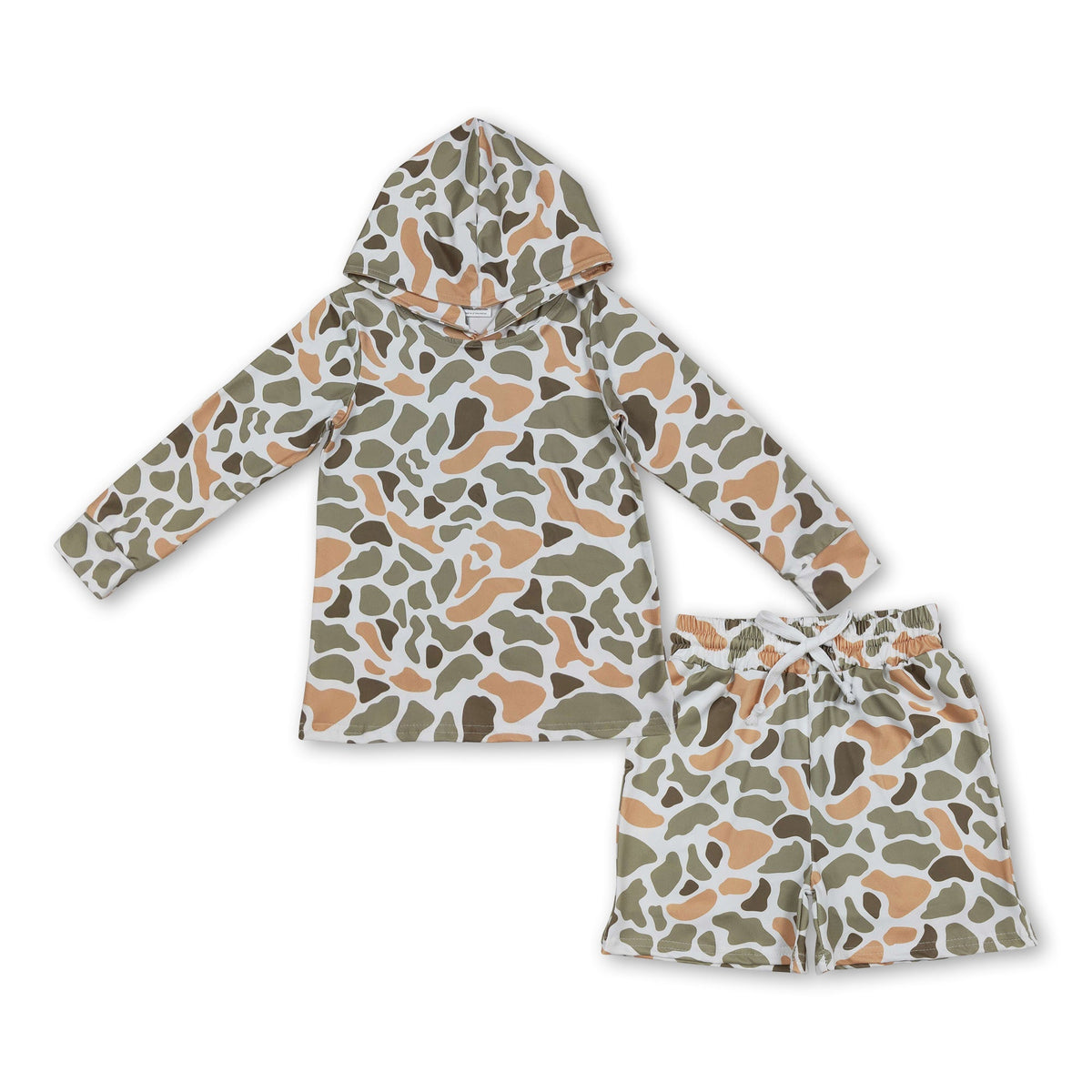 Green Camo Hoodie & Shorts Set