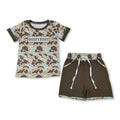 Daddy's Buddy Embroidery Camo Top & Shorts Set