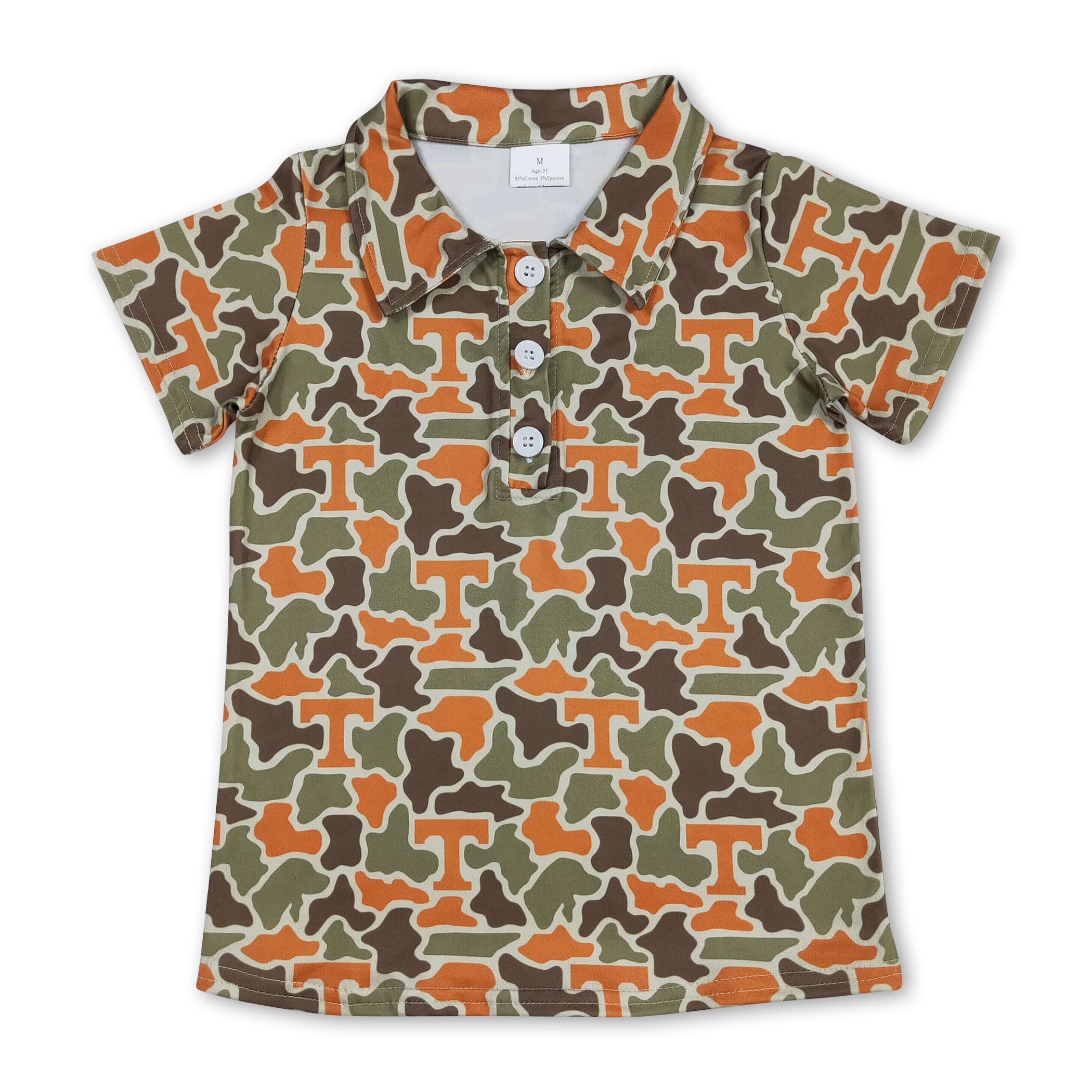 Mini Rodeo Boys Camo T Short Sleeve Team Polo Shirt