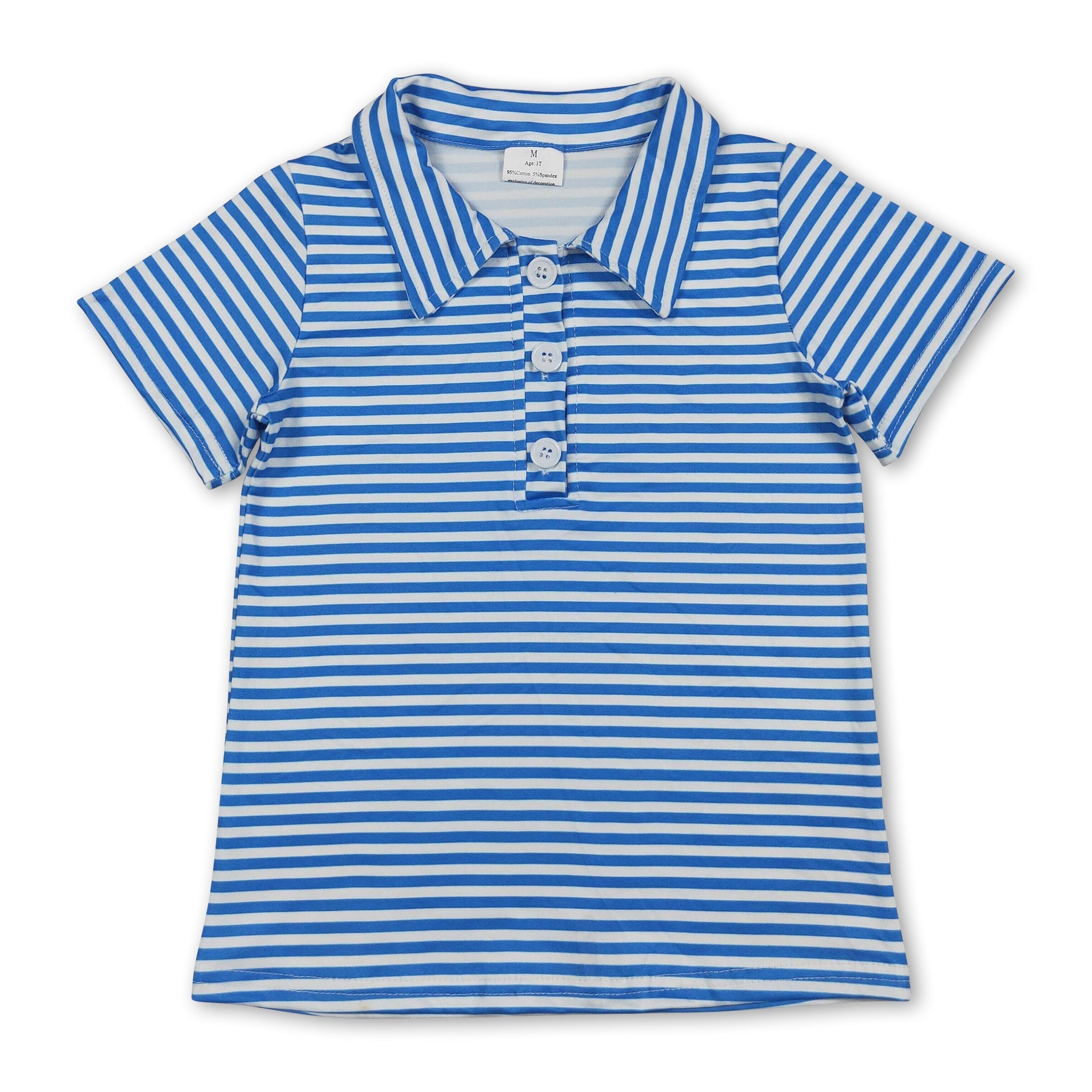 Mini Rodeo Boys Blue Stripe Short Sleeve Team Polo Shirt