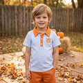 Boys' Plaid Pumpkin Embroidered Fall Polo Shirt