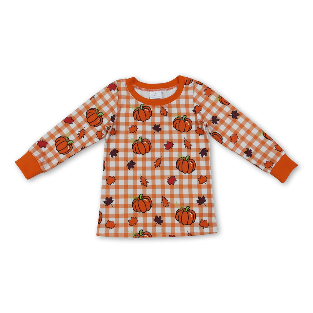 Plaid Pumpkin Long-Sleeve Fall Shirt