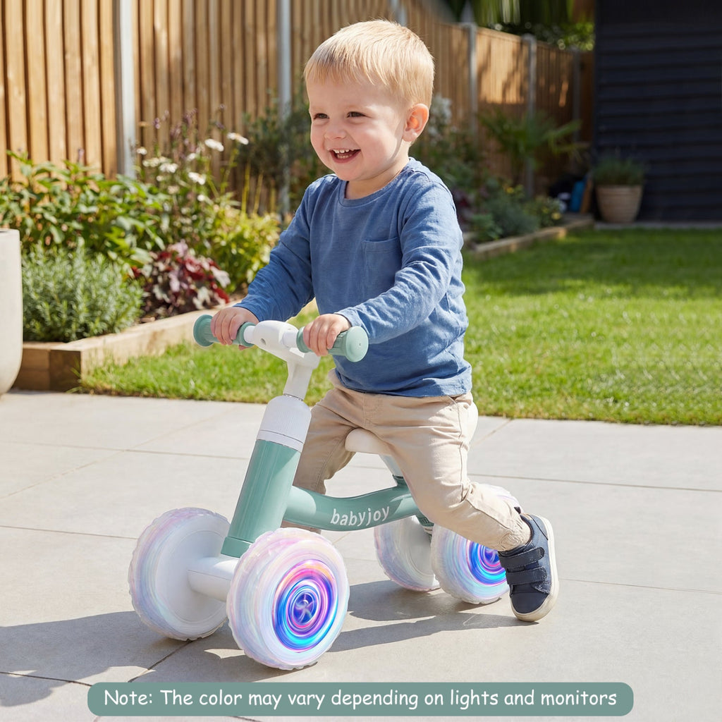 4-Wheel Baby Balance Bike with Light-Up Wheels