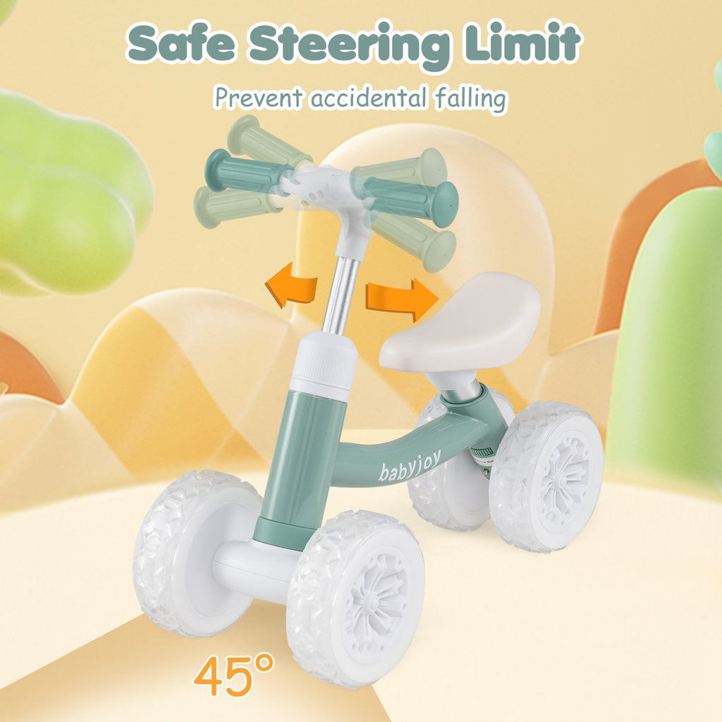 4-Wheel Baby Balance Bike with Light-Up Wheels