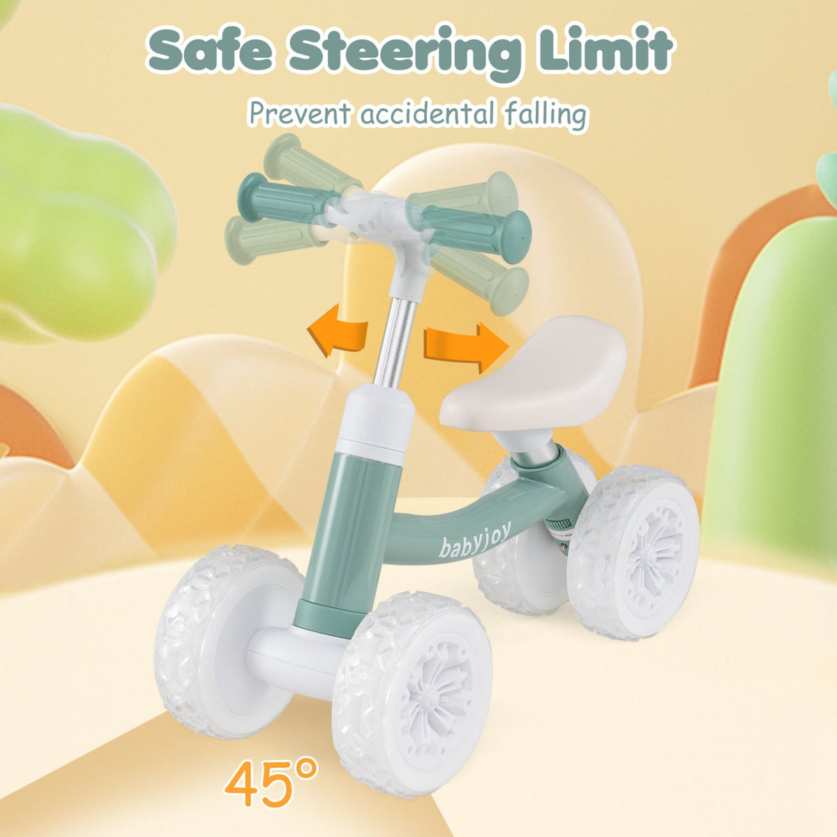 4-Wheel Baby Balance Bike with Light-Up Wheels