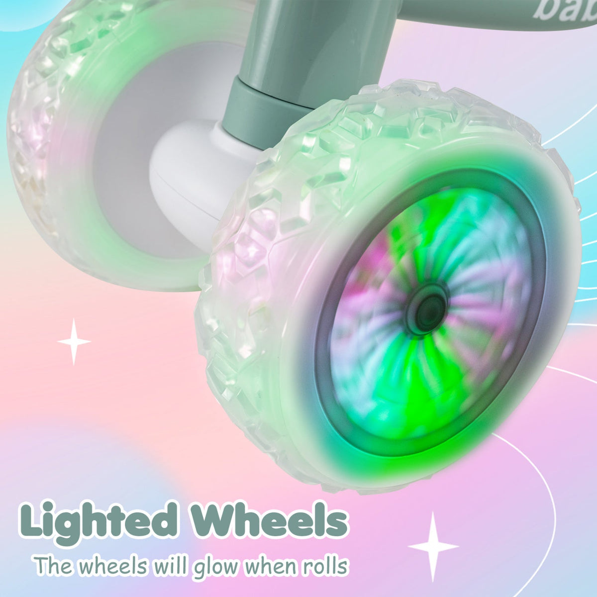 4-Wheel Baby Balance Bike with Light-Up Wheels