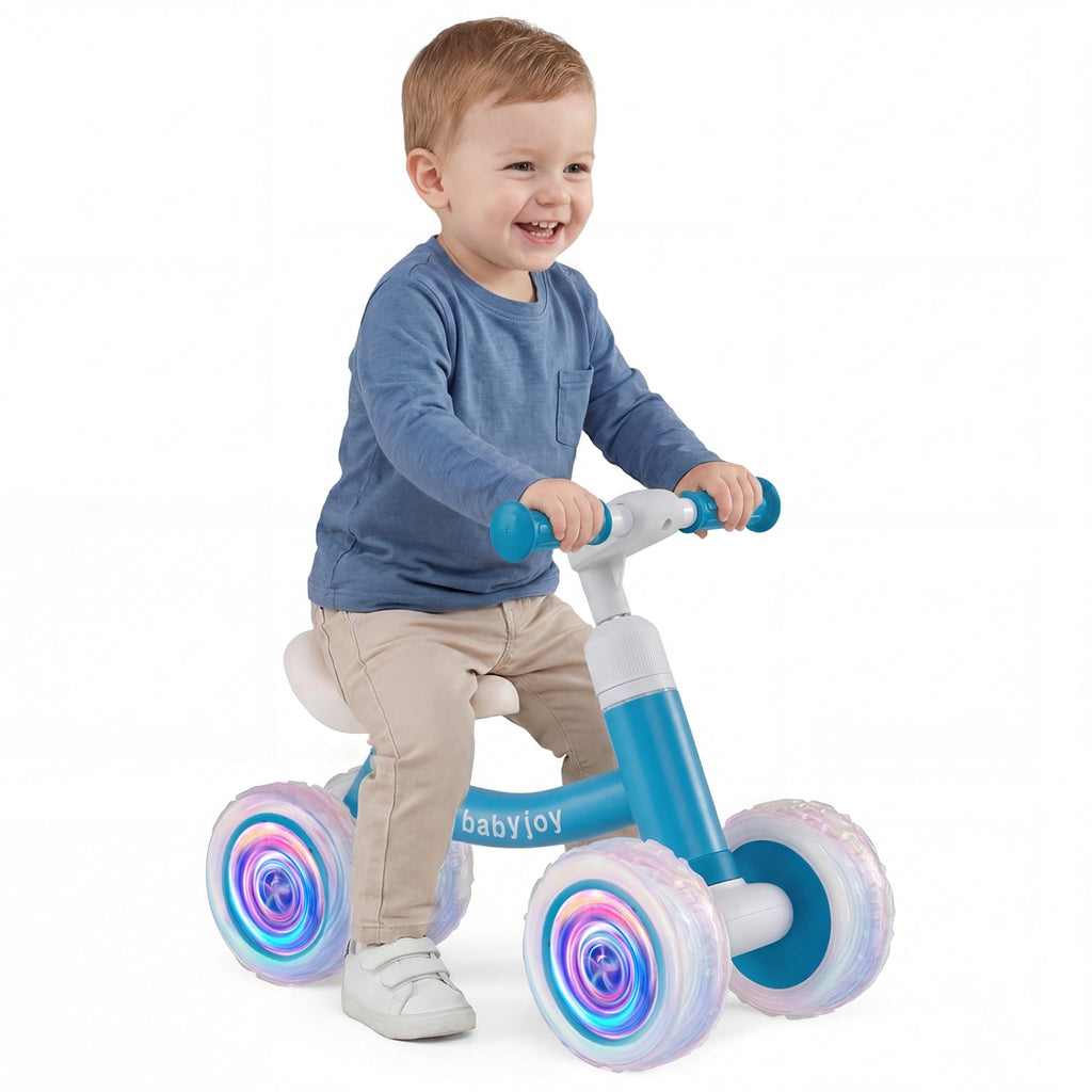 4-Wheel Baby Balance Bike with Light-Up Wheels
