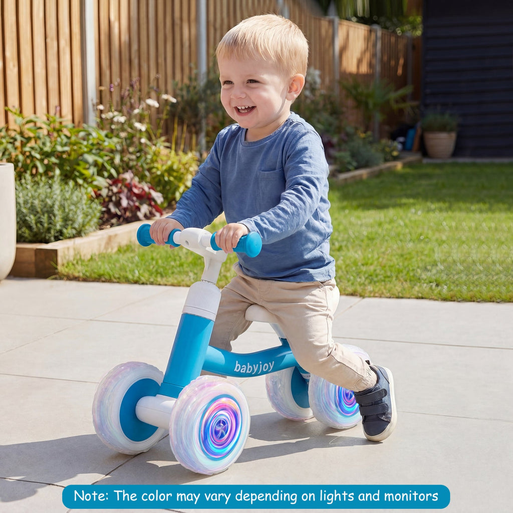 4-Wheel Baby Balance Bike with Light-Up Wheels