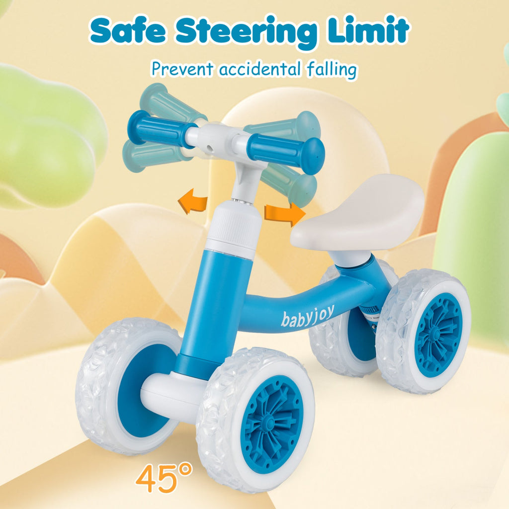 4-Wheel Baby Balance Bike with Light-Up Wheels