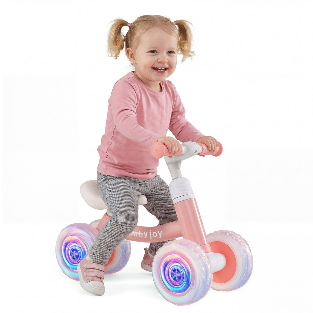 4-Wheel Baby Balance Bike with Light-Up Wheels