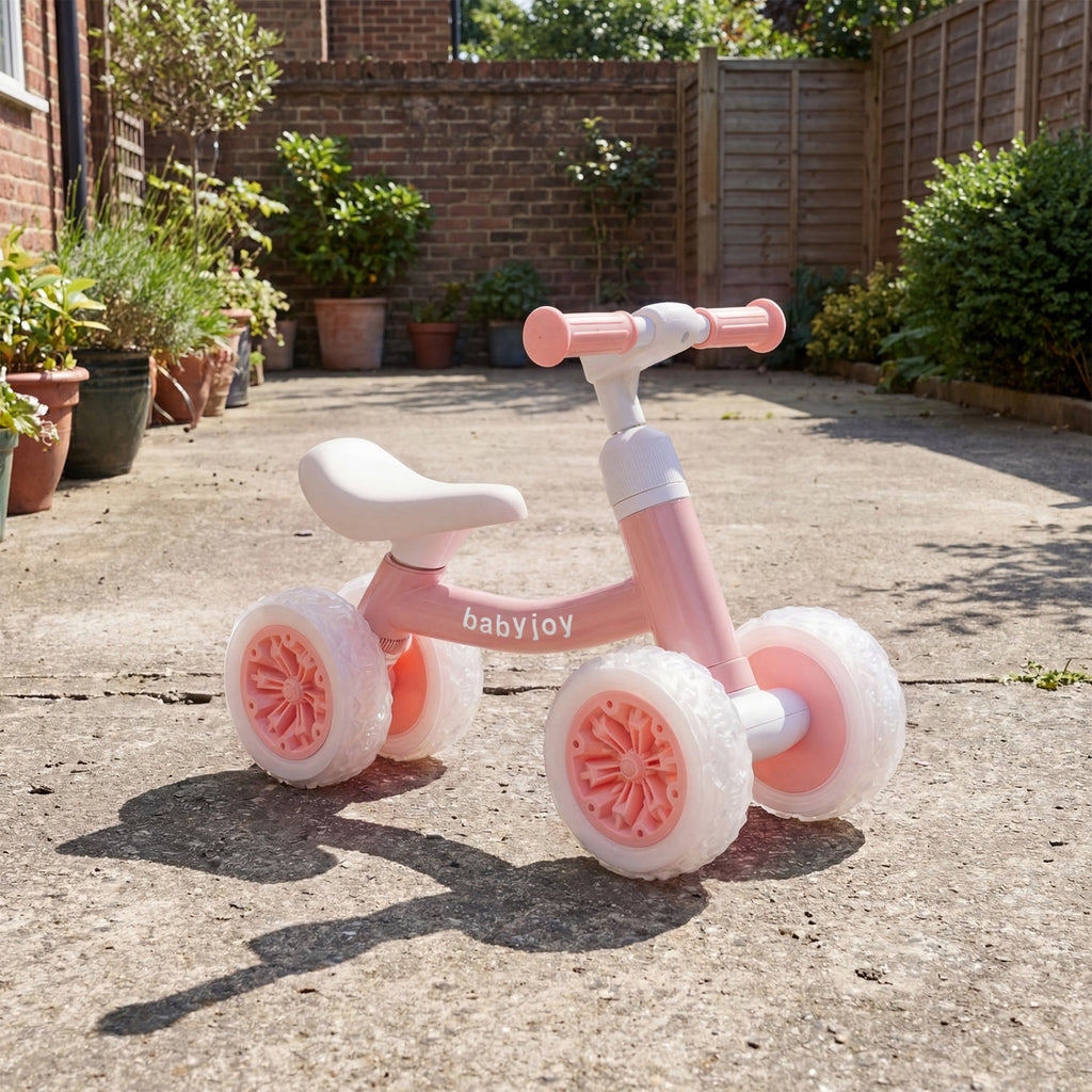 4-Wheel Baby Balance Bike with Light-Up Wheels