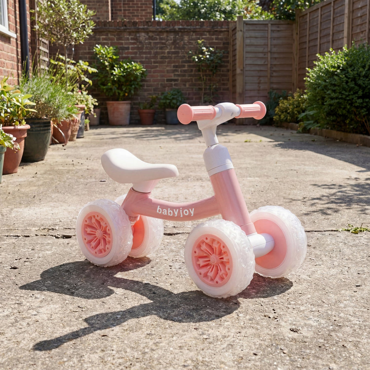 4-Wheel Baby Balance Bike with Light-Up Wheels