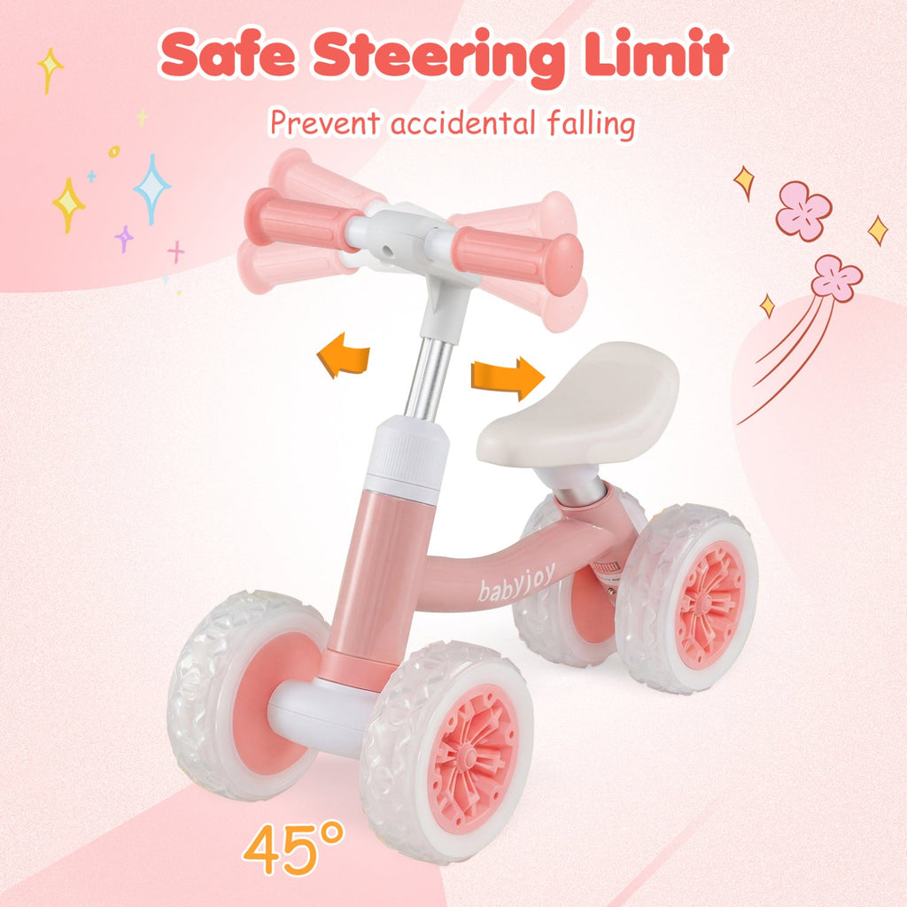 4-Wheel Baby Balance Bike with Light-Up Wheels