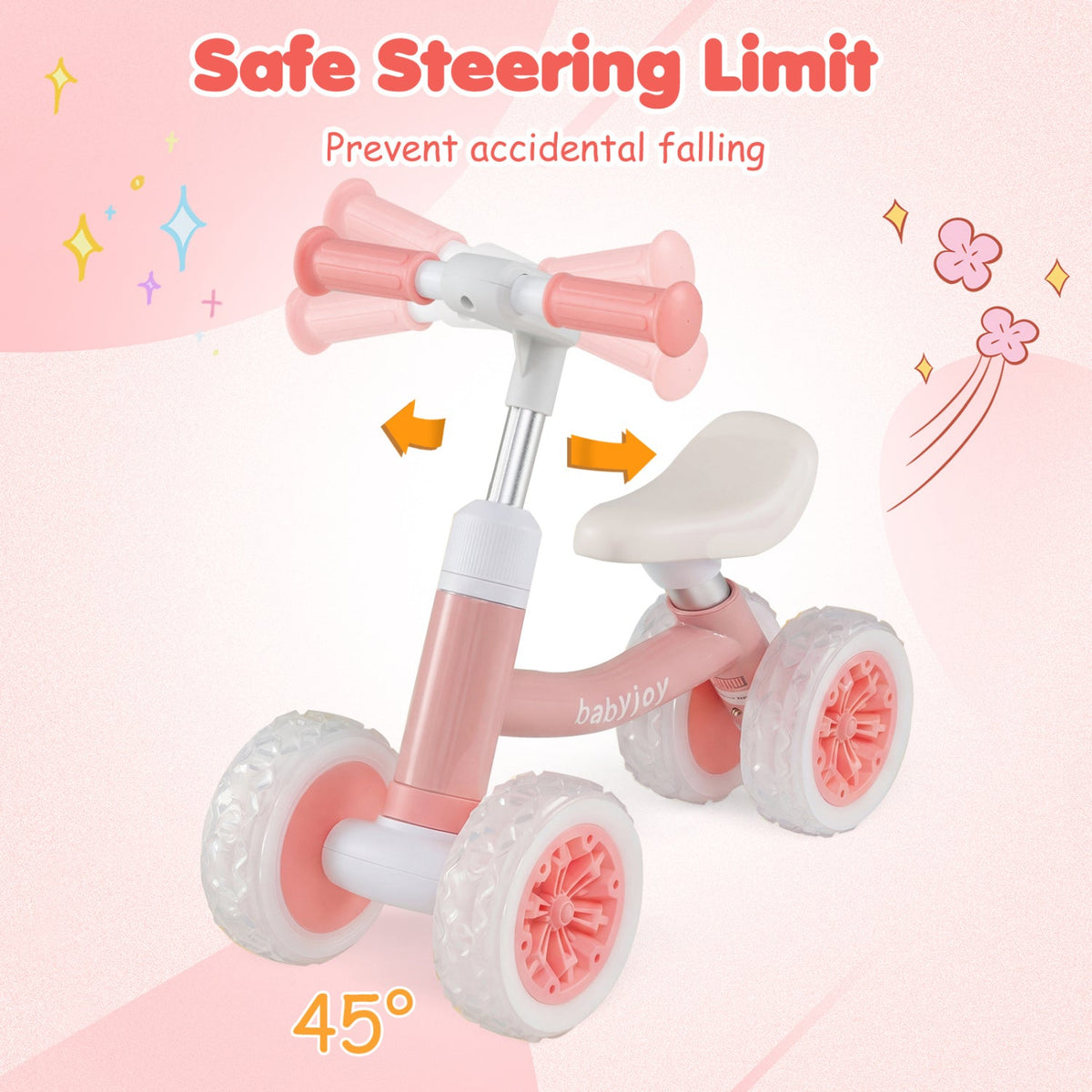 4-Wheel Baby Balance Bike with Light-Up Wheels