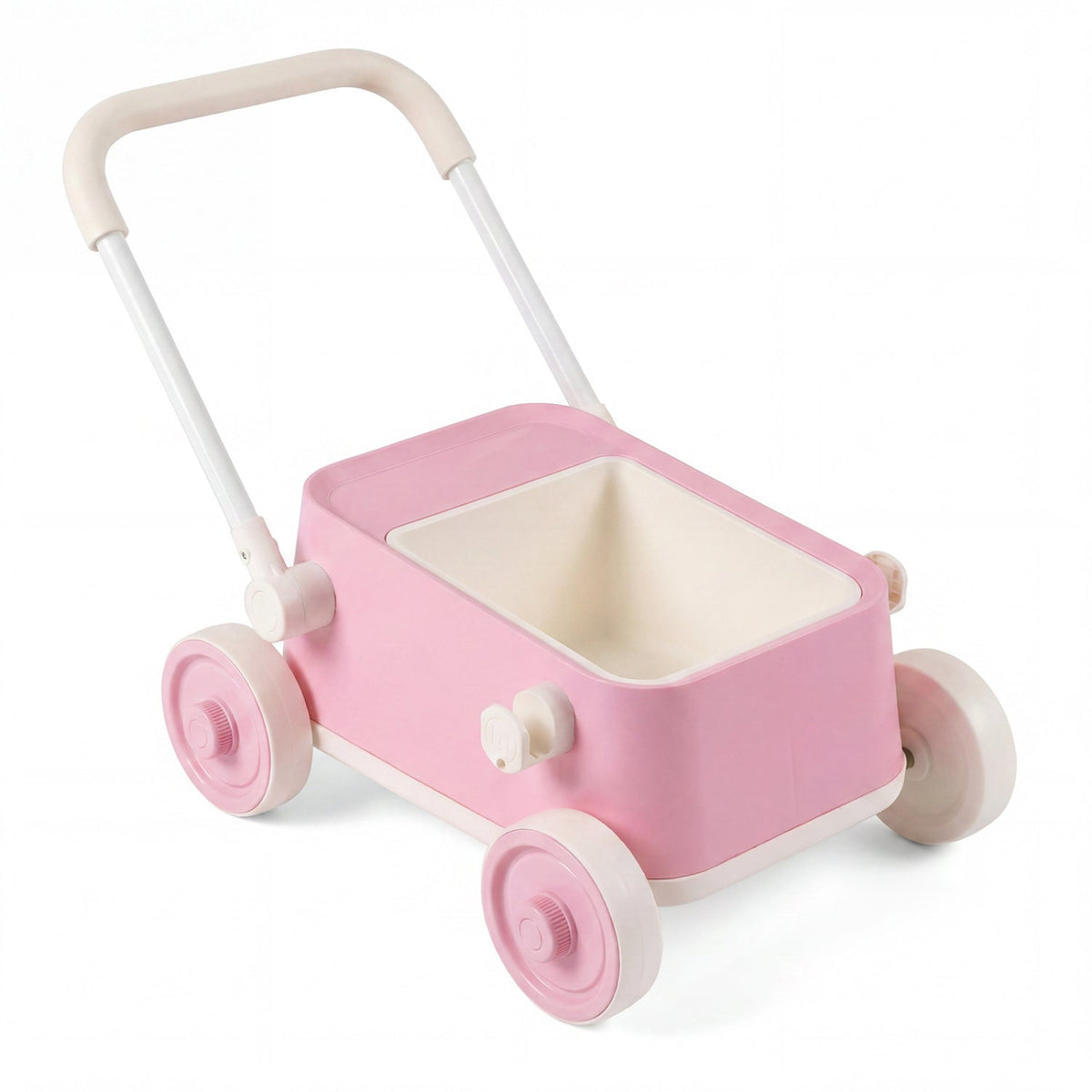 Toddler Push Walker with Storage Basket & Foldable Handle