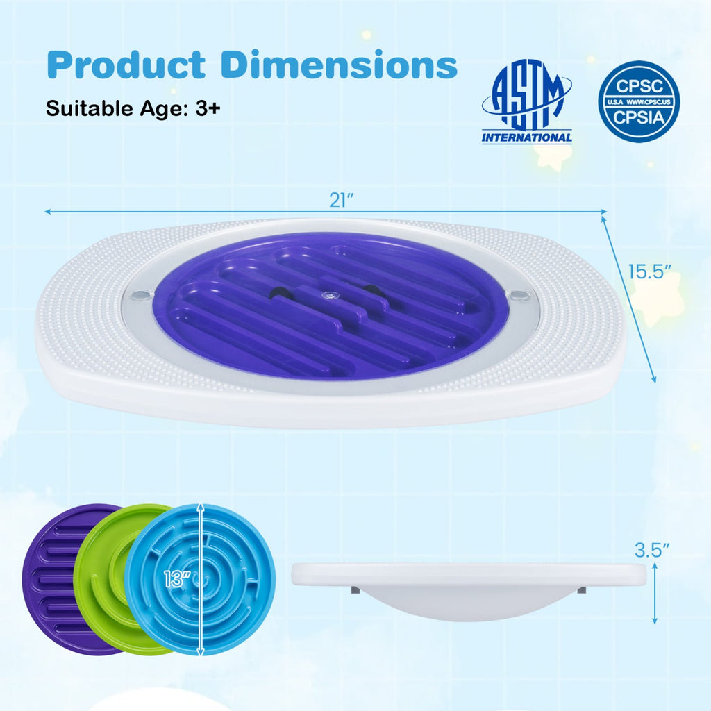 Kids Balance Board with 3 Swappable Maze Discs & 2 Ball Types