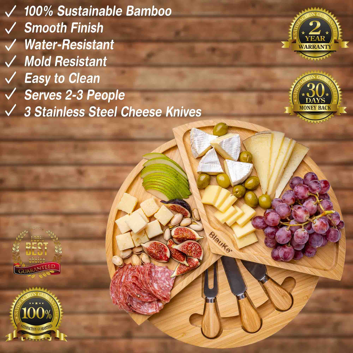 Bamboo Cheese Board & Knife Set