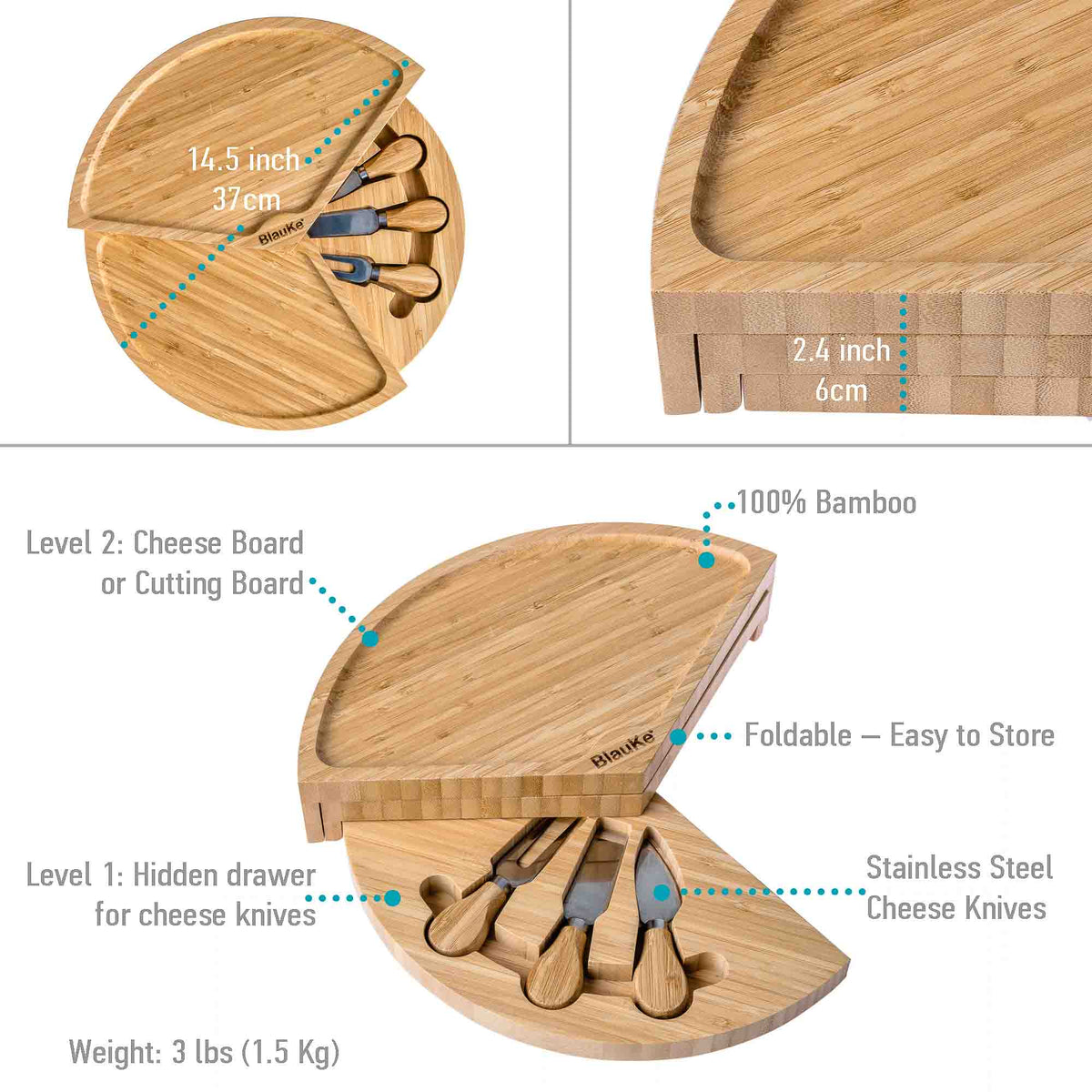Bamboo Cheese Board & Knife Set