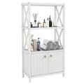 Bathroom Storage Cabinet — Open Shelves & Double Doors, Rubber Wood Frame