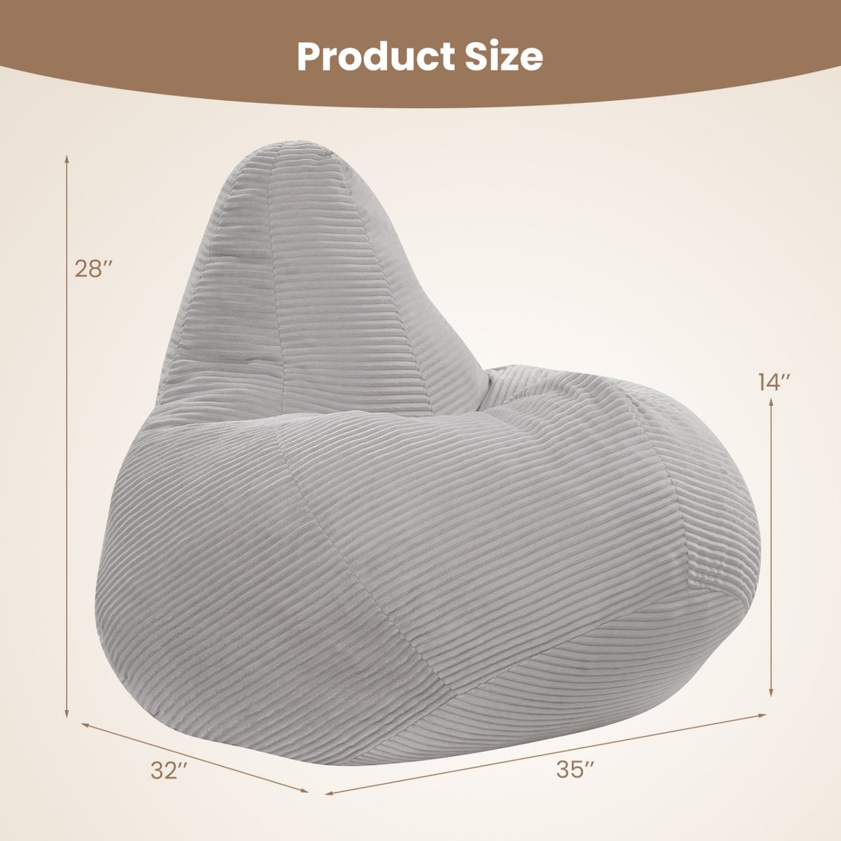 Corduroy Bean Bag Chair for Adults