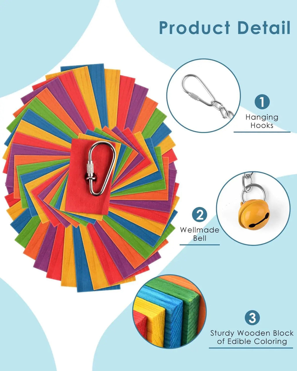 Bird Chew Toy with Wooden Blocks