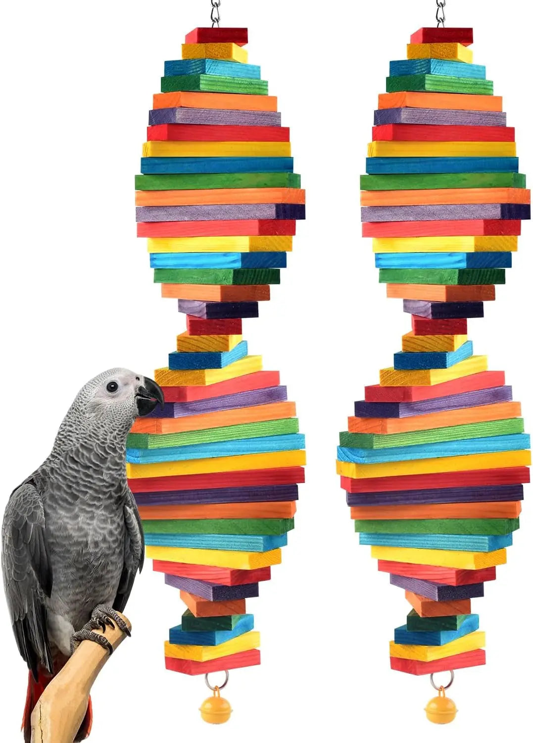 Bird Chew Toy with Wooden Blocks