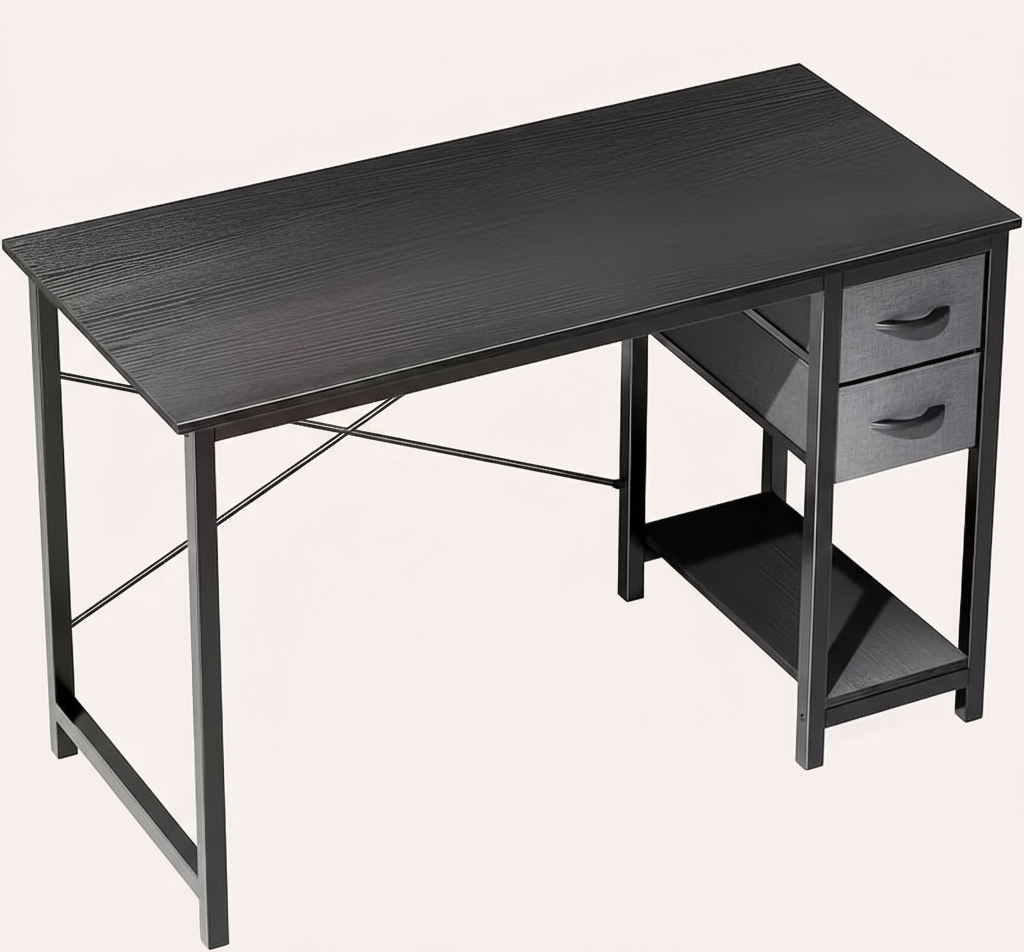 Computer Desk with Fabric Storage Drawers – Modern Home Office Table, 40" & 47"