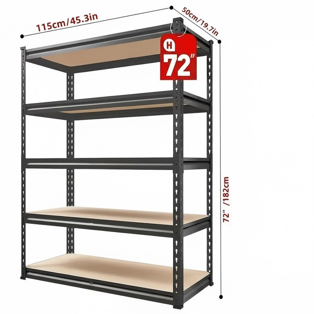 Heavy Duty Metal Garage Shelving Rack – 4/5/6-Tier Adjustable Steel Shelf | 2000+ lbs | Black & Silver
