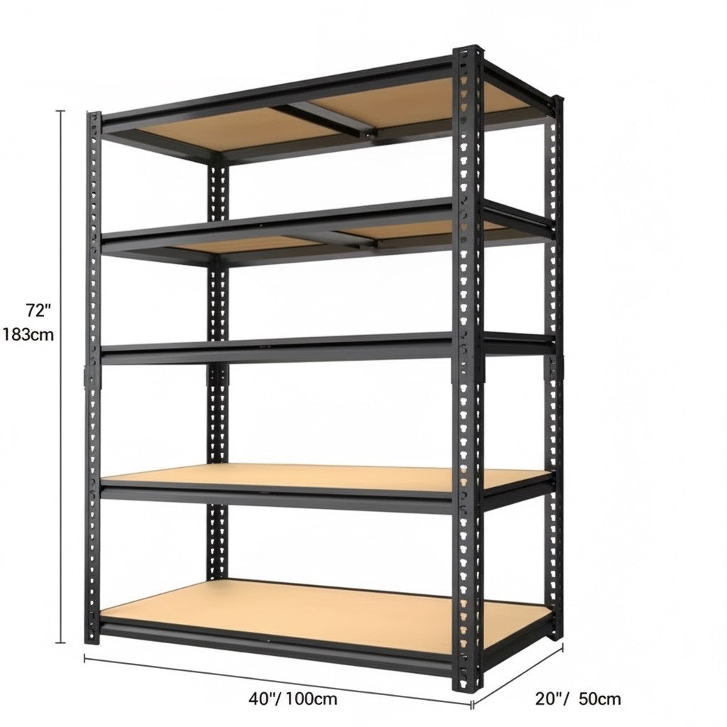 Heavy Duty Metal Garage Shelving Rack – 4/5/6-Tier Adjustable Steel Shelf | 2000+ lbs | Black & Silver