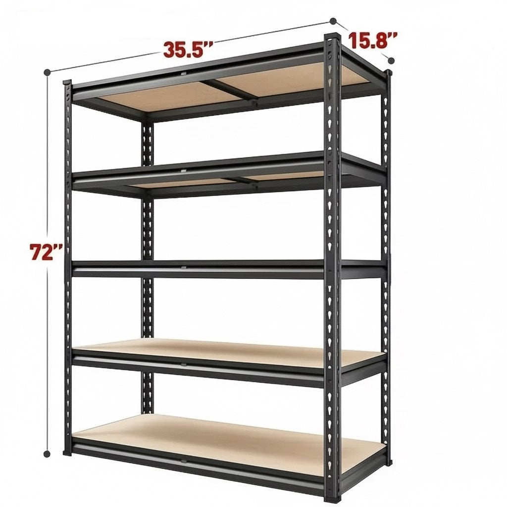 Heavy Duty Metal Garage Shelving Rack – 4/5/6-Tier Adjustable Steel Shelf | 2000+ lbs | Black & Silver