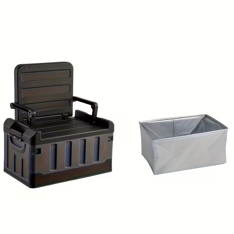 Foldable Camping Stool with Backrest and Storage Bag