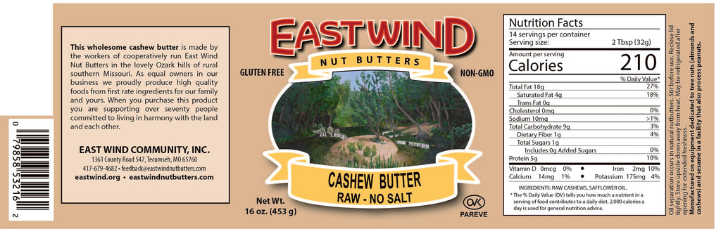 East Wind Nut Butters Cashew Butter – Raw & Roasted