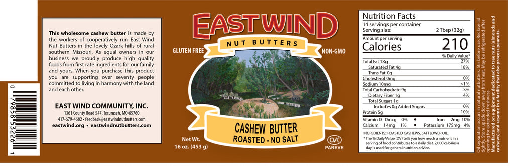 East Wind Nut Butters Cashew Butter – Raw & Roasted