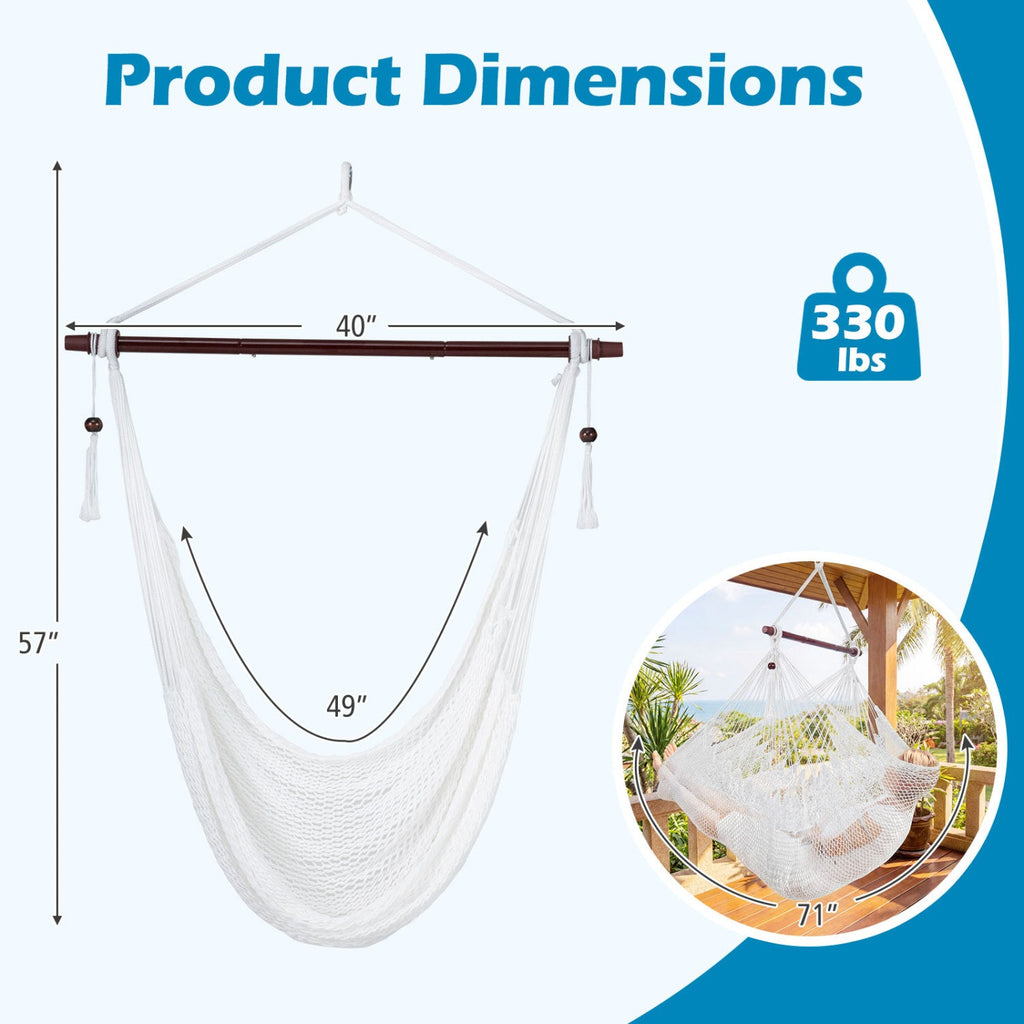 Caribbean Rope Hammock Chair with Metal Spreader Bar