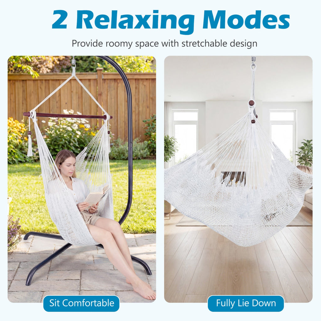 Caribbean Rope Hammock Chair with Metal Spreader Bar
