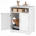 Hidden Cat Litter Box Enclosure Cabinet with Open Shelf