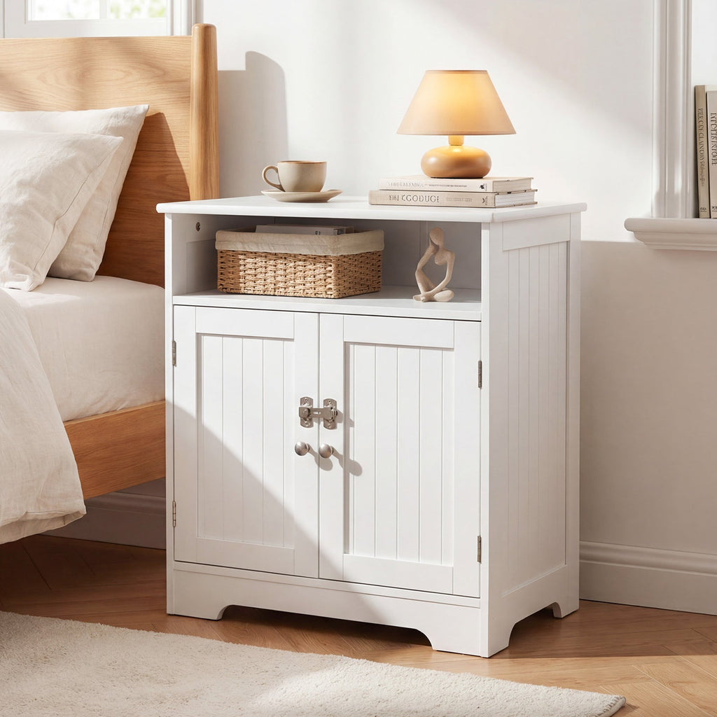 Hidden Cat Litter Box Enclosure Cabinet with Open Shelf