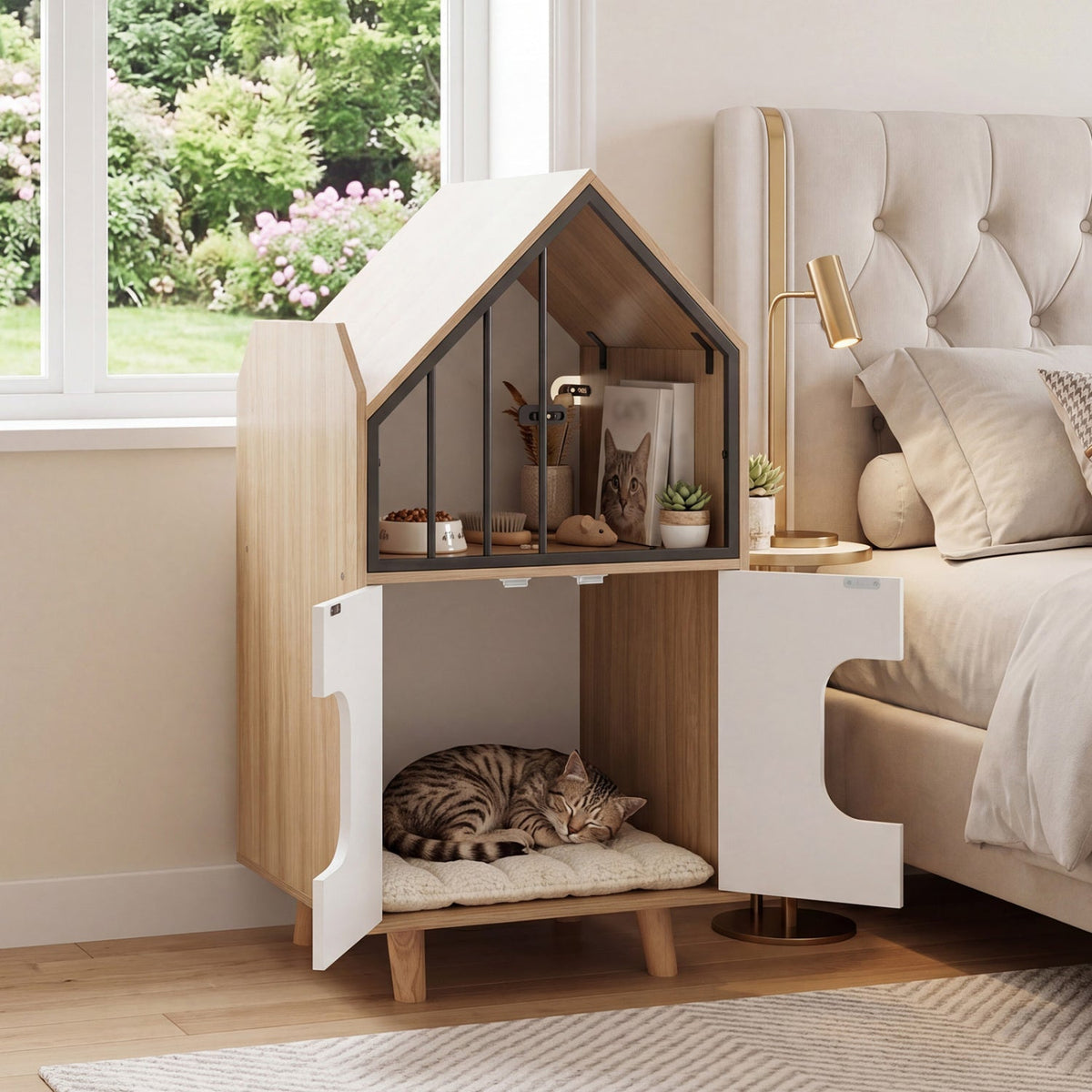 House-Shaped Cat Litter Box Enclosure
