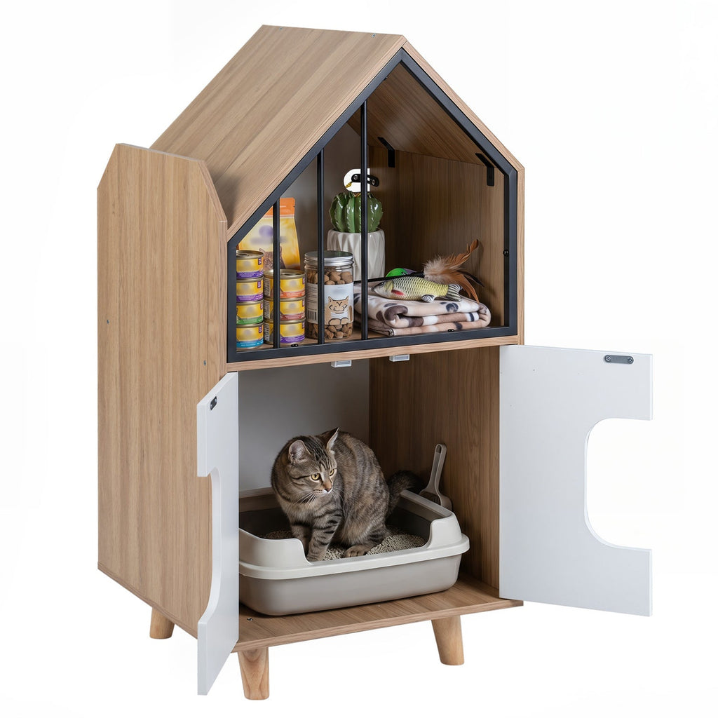 House-Shaped Cat Litter Box Enclosure