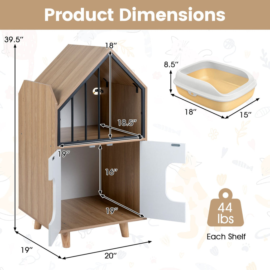 House-Shaped Cat Litter Box Enclosure