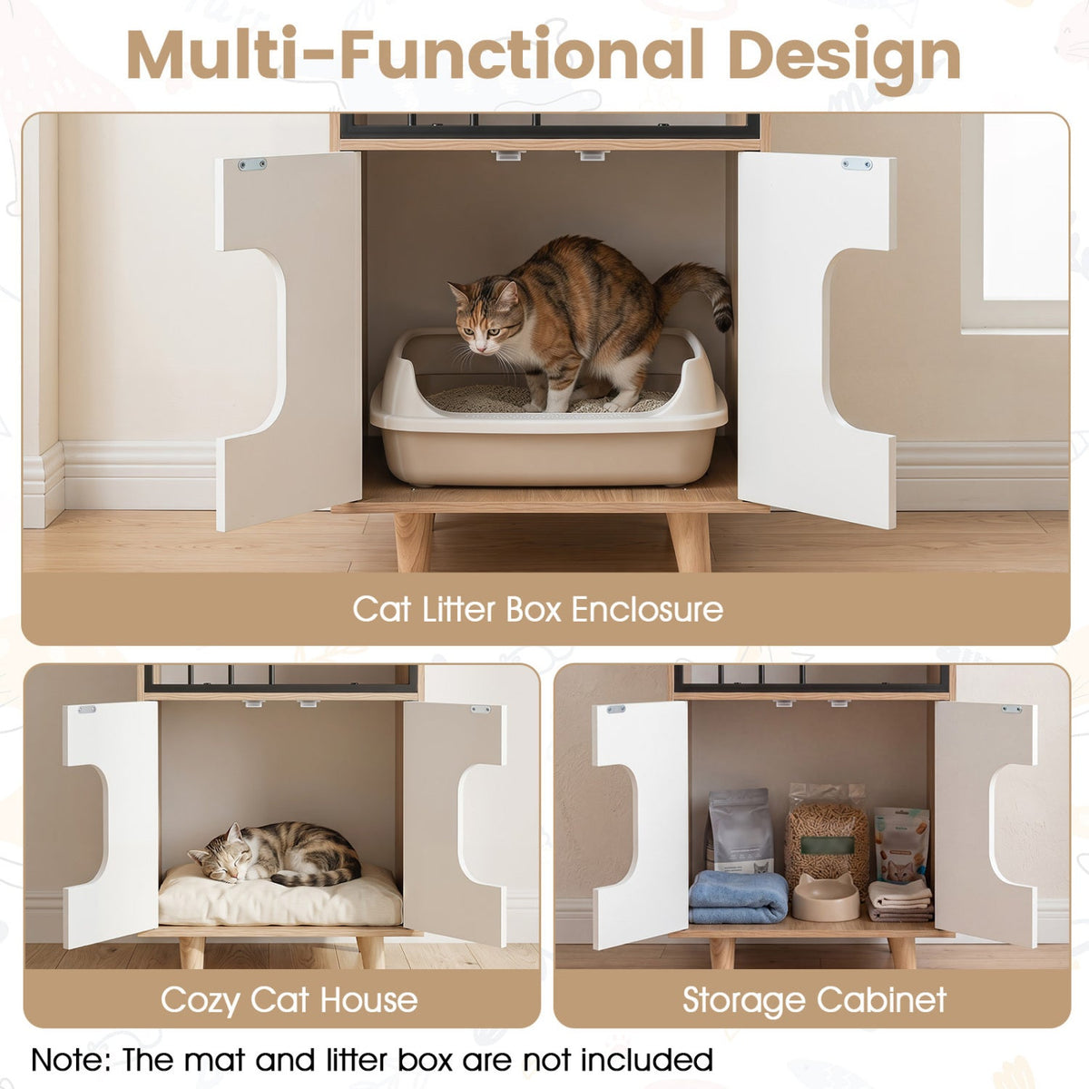 House-Shaped Cat Litter Box Enclosure