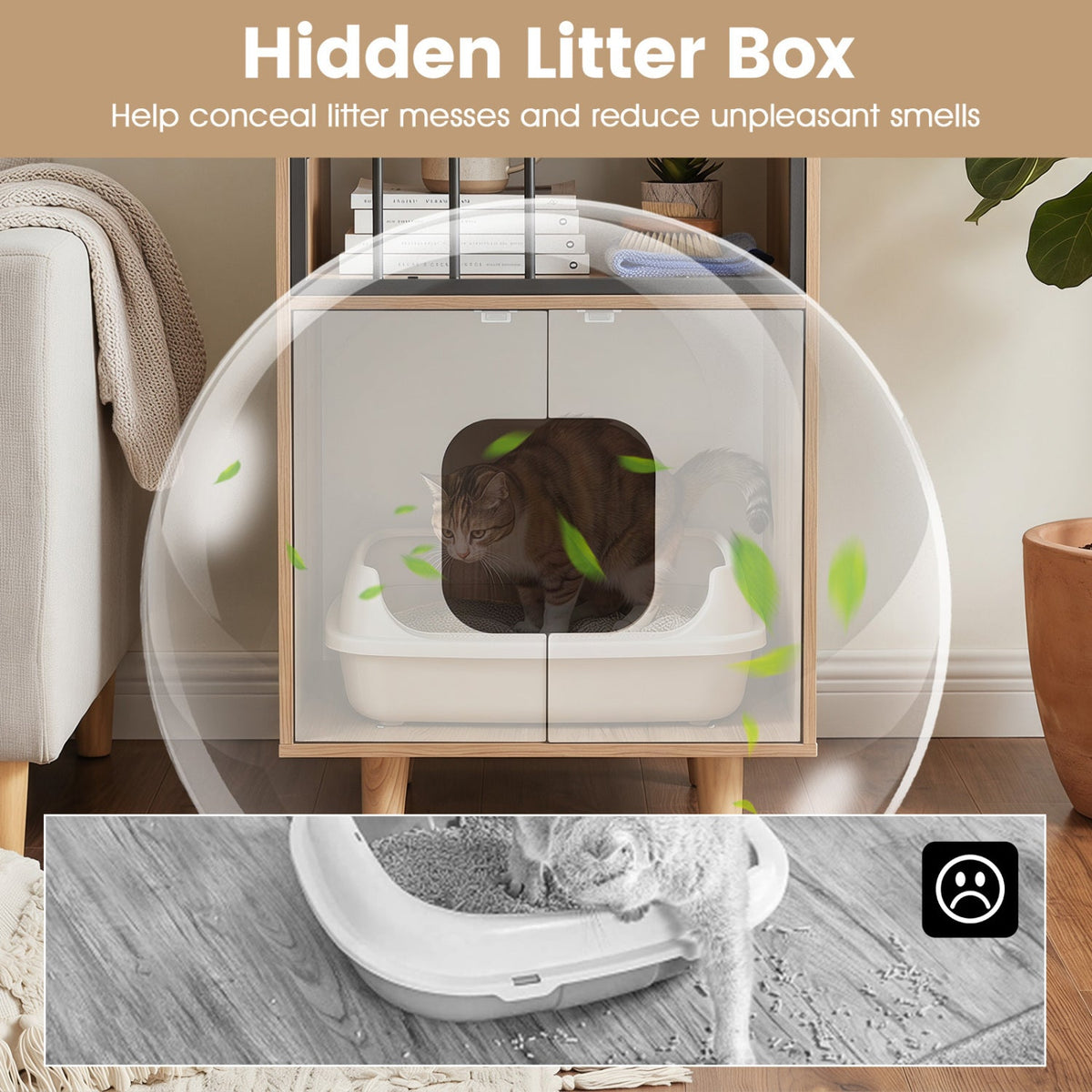 House-Shaped Cat Litter Box Enclosure