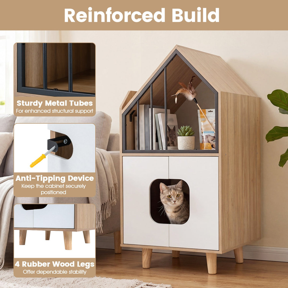 House-Shaped Cat Litter Box Enclosure