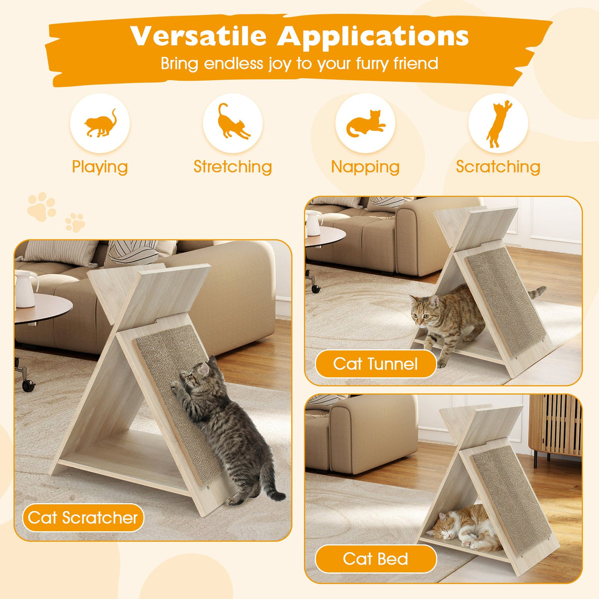 X-Frame Cat Scratcher & Lounge with Cardboard Pad