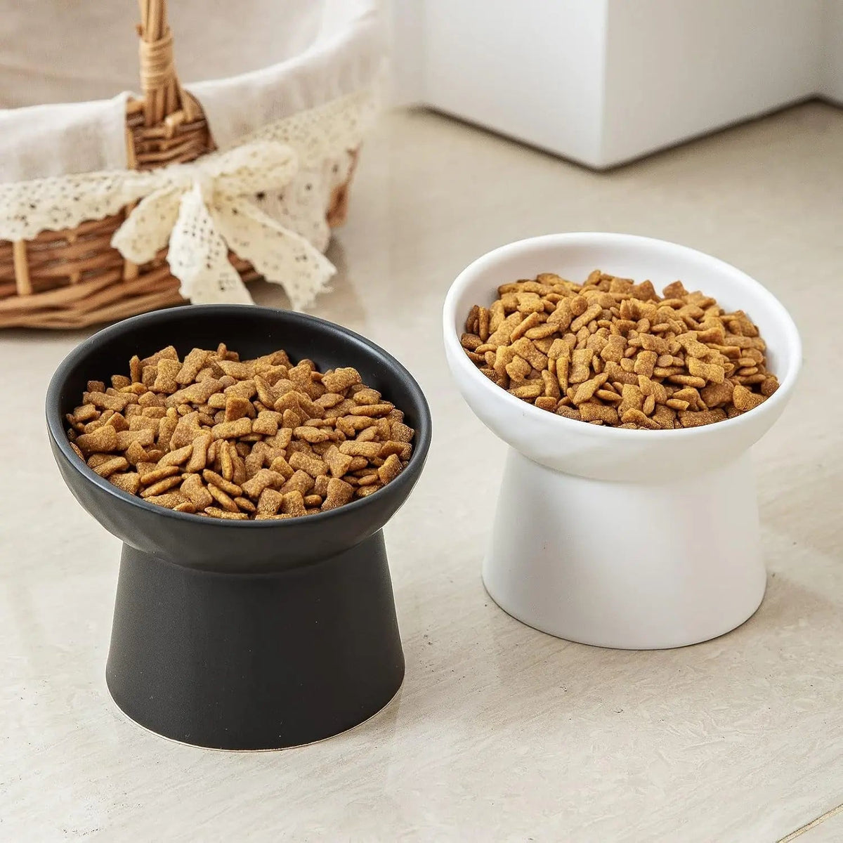 Elevated Tilted Ceramic Pet Bowls