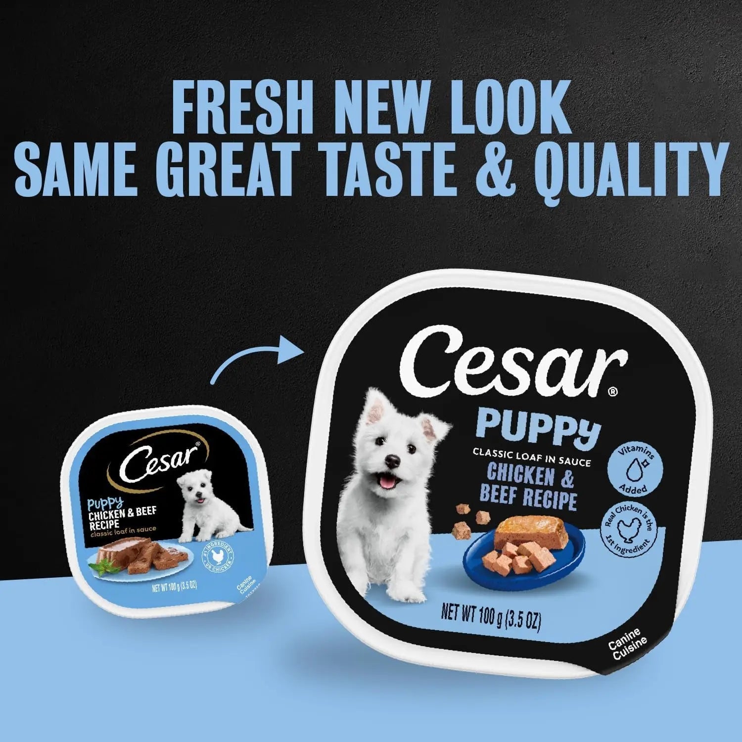 Cesar Puppy Classic Loaf in Sauce – Wet Dog Food for Puppies | Chicken, Beef & Variety Pack | 3.5 oz Trays, 24-Count