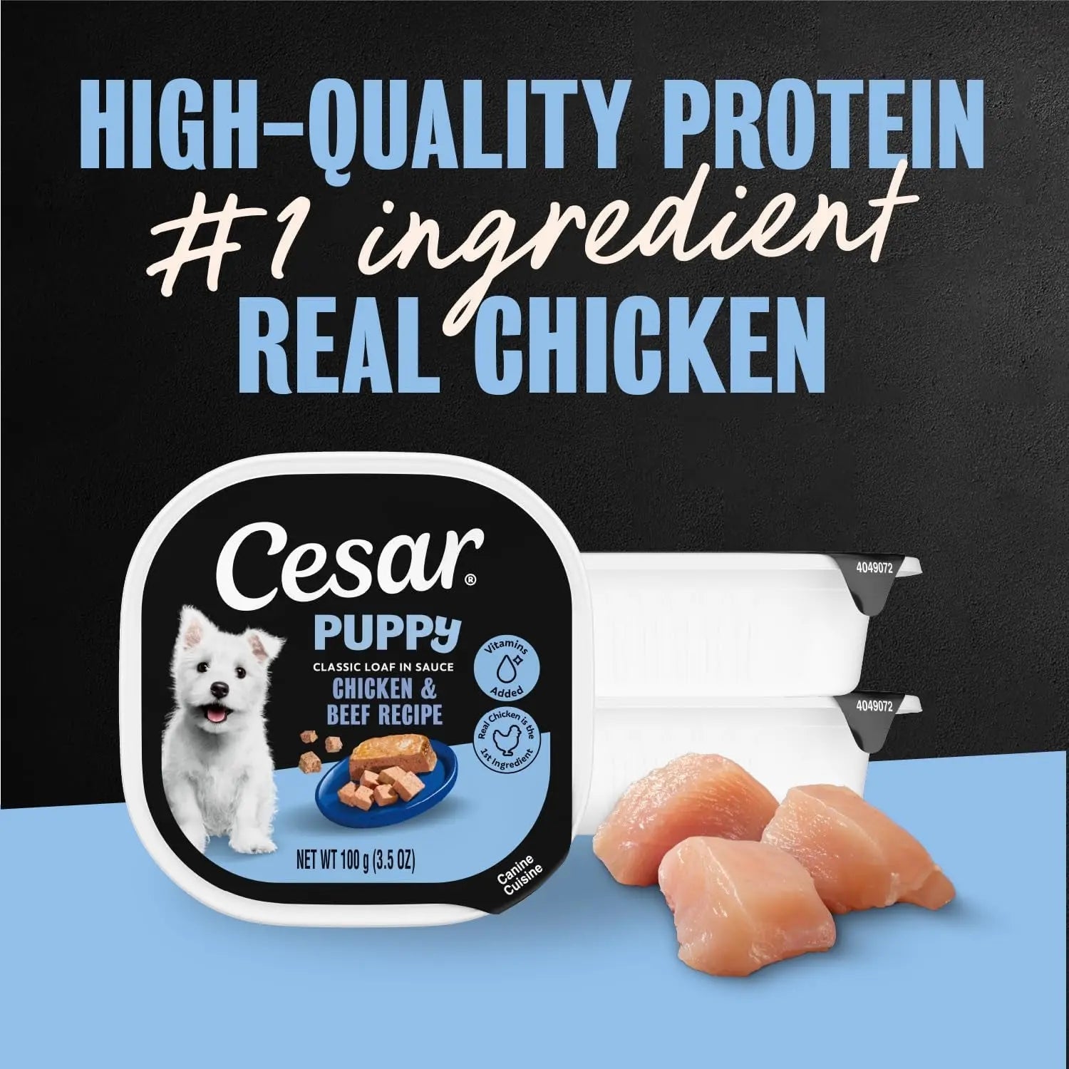 Cesar Puppy Classic Loaf in Sauce – Wet Dog Food for Puppies | Chicken, Beef & Variety Pack | 3.5 oz Trays, 24-Count