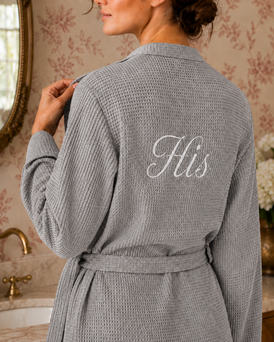 Knee-Length Waffle Robe