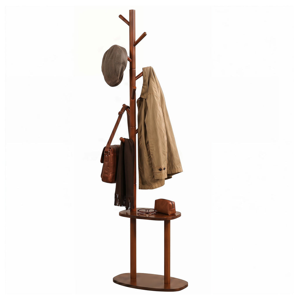 Walnut Rubber Wood Coat Rack
